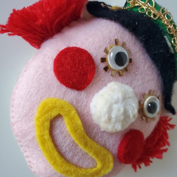 Vintage Handmade Felt Clown Ornament Whimsical Design GUC - Picture 9 of 12